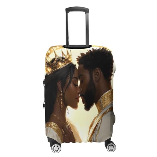 Black Couple King And Queen Afro Woman Man Lovers Luggage Cover Cute Travel Suitcase Cover Protective Cover for Women Men L4