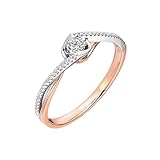 Homxi Anillos Mujer de Alianzas Oro Blanco y Oro Rosa 18K, Redondo con Diamante de 0,17 ct, Anillo de Eternidad Oro Mujer, Talla 25(65mm)