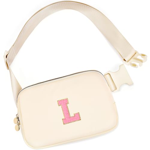 Image of Initial Fanny Pack for Girls, Birthday Gifts for 4 5 6 7 8 9 10 11 12 13 Teen Girl - Cute Personalized Trend Stuff - Cream L