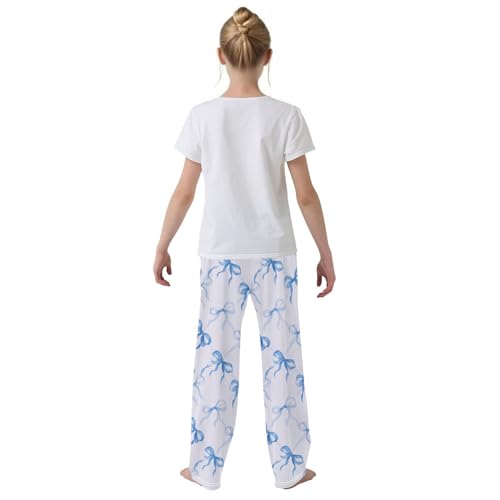 Pajama Bottoms, Ribbons Blue Bows Pajamas Pant Sleep Long Pants Lounge Wear Sleepwear Soft Pjs3