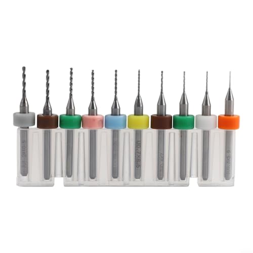 Juego de 10 brocas de carburo PCB para fresadora de tablero CNC para piezas, accesorios de herramientas, diámetro de 0,3 1,2 mm con longitud de corte de 12 mm