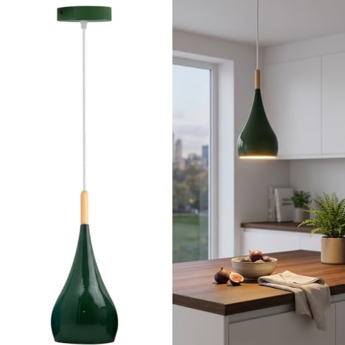 Image of Green Ceiling Pendant Light 16cm Modern Drop Style Lampshade E27 Fitting