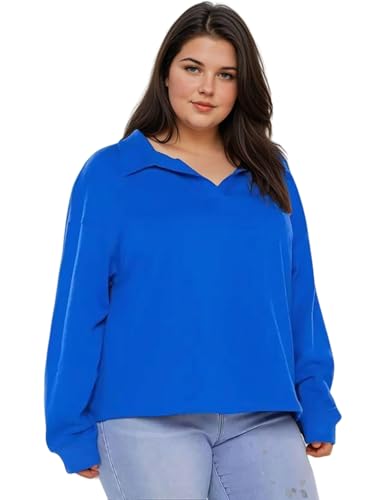 Image of KOTTY Women's Plus Size Casual Hoodie Sweatshirt(Blue,5XL)