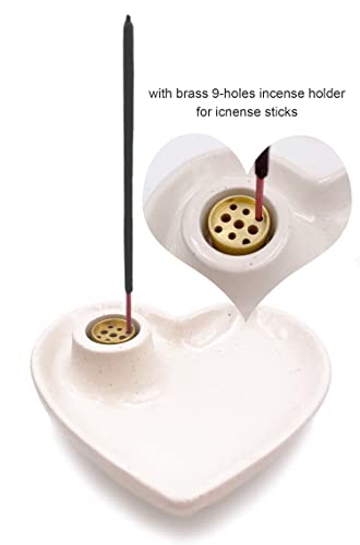 White Ceramic Heart-Shaped Incense Burner Holder For Palo Santo Stick, White Sage, Joss Sticks, Cone Incense, Candlesticks #TOP2