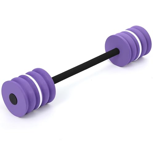 Long Aquatic Exercise Dumbbells Pool Exercise Foam Water Weights Dumbbell Aquatic Pool Barbells with High Density EVA Foam for Swim Water Aerobics Workouts Loss(Purple and White 29.13 Inch)