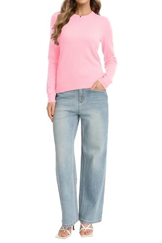 Image of QUALFORT Women's Sweaters Long Sleeve Soft Lightweight Basic Knitted Pullover Sweater
