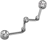 [From da Phactory] W シェイプ ジュエル インダストリアル バーベル 14G サージカルステンレス シルバー 軟骨ピアス ボディピアス 1個(14G クリア)
