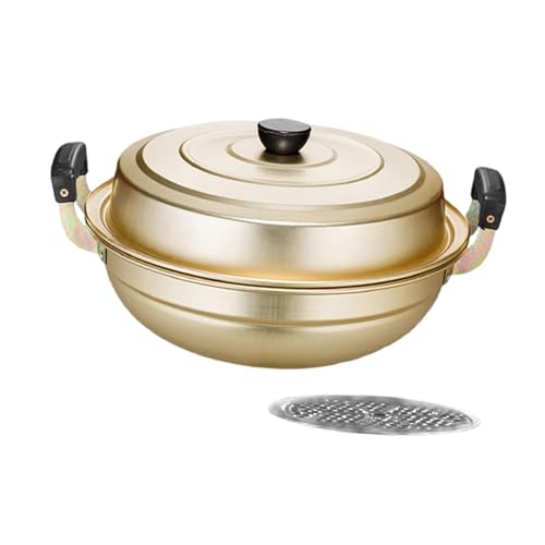 Harilla Aluminum Steamer Steam Pot with Lid Universal Food Cooker Steaming Cookware for Making Stem Dining Room Bun Vegetable, Gold 38.5x23cm - Image 7