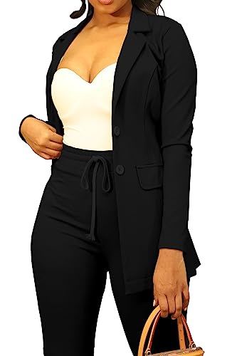 PINSV Women Casual Blazer Open Front Long Sleeve Work Business Suit Jacket Womens Lightweight Lapel Button Blazers Jackets2