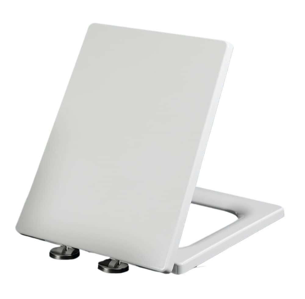 Nviusdsj Wit Toilet Seats, Durable Toilet Seats Slow Close Lid Cover, Dual Fixing Stainless Hinges,~(41~48 * 36.5Cm)