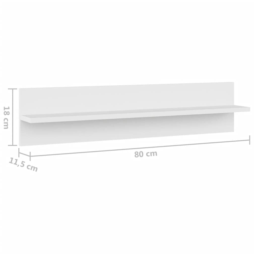 Juego de 2 estanterías de pared, 80 x 11,5 x 18 cm, material de madera, moderno diseño flotante, estantes robustos para pared en el salón, oficina o pasillo