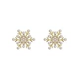 Pendientes de moda for mujer, pendientes elegantes, exquisitos pendientes de copo de nieve con perlas, pendientes de banquete de fiesta de Navidad, pendientes de joyería for mujer