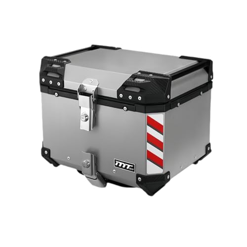 Duojidianzi バイク リアボックス 大容量 トップケース 46L 原付ボックス バイクボックス オートバイボックス アルミ合金製 四角 取り付けベース付き バックレスト付 軽量 防犯対策 簡単脱着 汎用 耐衝撃 防水 ツーリング キャンプ/通勤/
