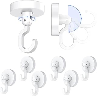BWB Self Adhesive Hooks, 6 Pcs 360° Rotatable Ceiling Hook, Wall Hooks for Kitchen, Bathroom, Living Room, Bedroom, Adhesive Hooks Maximum Load 2.5KG