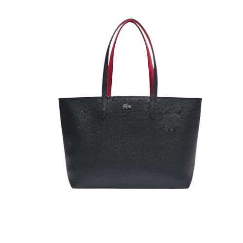Lacoste Bolsa feminina Anna com zíper, preto abimes, vermelho petúnia, tamanho único