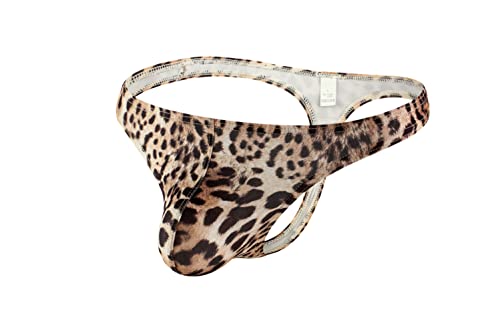 Maiclaice Men's Leopard Thong Tiny G String Low Rise Printed Bikini Soft Briefs Fashion Underwear Blue XXL