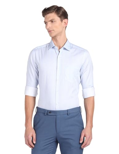 Image of Arrow Men Slim fit Cotton Checked Long Sleeves Cutaway Collar Shirt