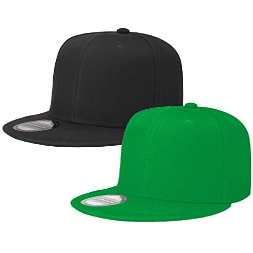 Image of Classic Snapback Hat Cap Hip Hop Style Flat Bill Blank Solid Color Adjustable Size