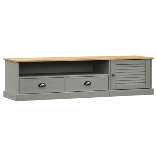 Frdhee Soporte de TV para televisores bajos, color gris, 156 x 40 x 40 cm, madera maciza de pino