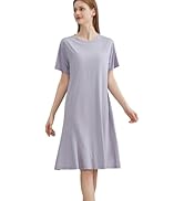 Flwydran Nightgowns for Women Soft Viscose Stretchy Sleepshirts Short Sleeve Nightshirts Loose Sl...