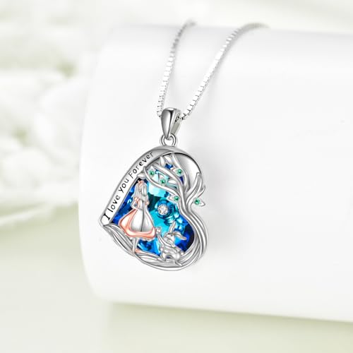 Alice in Wonderland Necklace Sterling Silver Alice Rabbit Pendant I Love You Forever Jewelry Gift for Women4