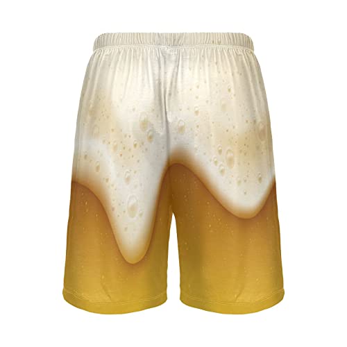 Pajama Shorts for Men Yellow Beer White Bubble Men's Pajama Bottoms Mens Lounge Sleep Shorts with Drawstring Pockets XXL3
