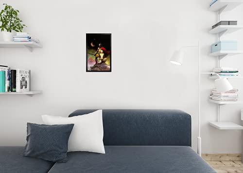 Swords Of Mars By Frank Frazetta Wall Art Gothic Fantasy Decor Frank Frazetta Artwork Scary Art Prints Horror Battle Posters Frazetta Illustration Death Nude War Black Wood Framed Art Poster 14X20 #TOP5