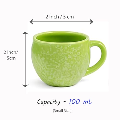 Image of D'Maiolica Lime-Green Kuliya Shape Tea Cups Set of 12 Microwave and Dishwasher Safe, Ceramic Small Tea /Chai /Coffee Cups Perfect for Every Occasion Capacity- 110 ml Each (Lime-Green, Pack of 12, Small)