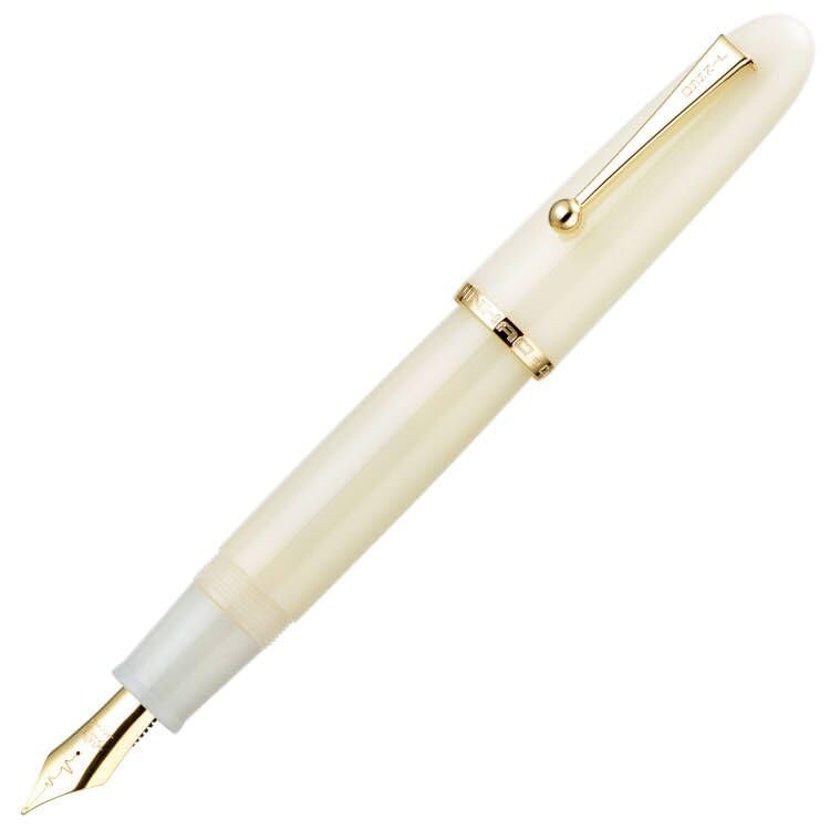 Image of Jinhao 9019 Dadao Series Heartbeat Nib Fountain Pen, 8 Fine Nib, Ivory White Acrylic, Gold Edge with Large Converter