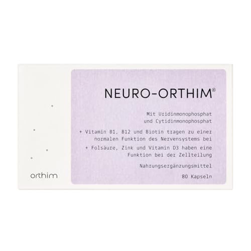 NEURO-ORTHIM - mit Uridin Cytidin & Folsäure + Vitamin B12 trägt zu einer normalen Funktion des Nervensystems bei - nur 1x Kapsel täglich - vegan glutenfrei laktosefrei (80 Kapseln)