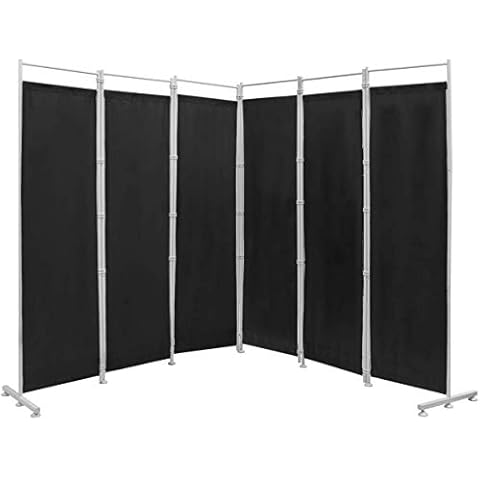 Nightcore 6 Ft Room Divider, 6 Panel Folding Wall Divider, Freestanding Partition with Adjustable Foot Pads, Perfect Privacy Screen for Home Office (Black) Cover
