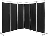 Nightcore 6 Ft Room Divider, 6 Panel Folding Wall Divider, Freestanding Partition with Adjustable Fo