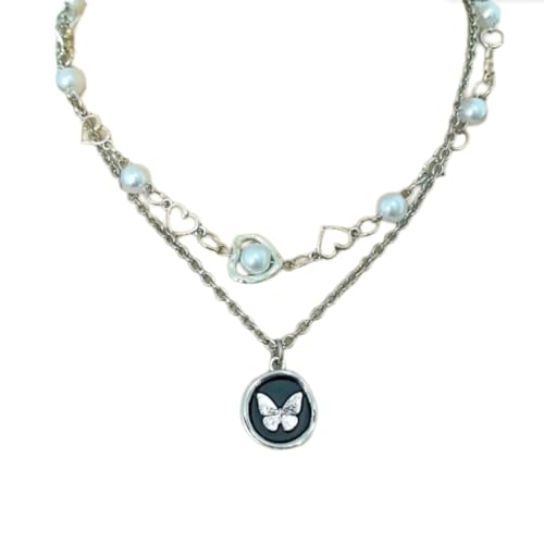 Collier perles de qualité supérieure avec son pendentif fleur papillon délicat