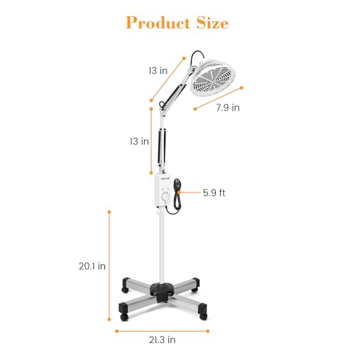 Image of TDP Far Infrared Mineral Heat Lamp, 250W Adjustable Infrared Light, 5-Level Timer, Safe Anti-Burn Design, Ideal for Relaxation and Comfort