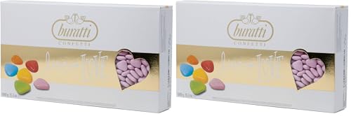 Buratti Confetti Dragées au Chocolat Curiandoli Rose 1 kg (Lot de 2)