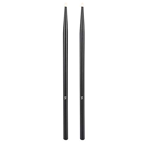 Alomejor 5A Bâton de Tambour Baguettes en Bois d'érable Pratique Bâton Instrument de Musique Accessoires de Percussion pour Enfants Adultes Professionnels et Débutants(Noir)