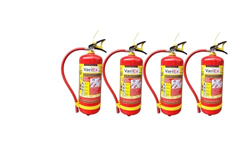 Image of VariEx 6Kg ABC Powder Fire Extinguisher (Red) Pack of 4-ISI, BIS, CE & ISO Certified | with Wall Mount Hook & Manual | for Home, Kitchen, Office, School, Shop, Factory & Industries.