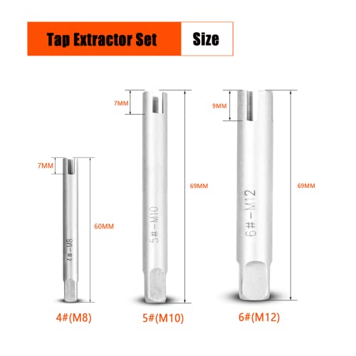 Abgestreiftes Schraubengewindebohrersatz, Stahlbruch-Gewindebohrer-Entferner, Schnellarbeitsstahl, zum Entfernen abgestreifter, verrosteter, gebrochener oder korrodierter Schrauben und Bolzen(#A)