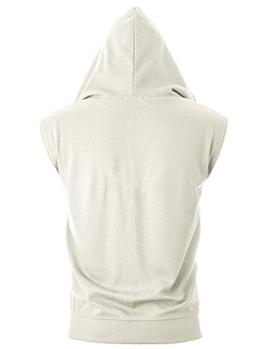Image of Ohoo Mens Slim Fit Sleeveless Lightweight Zip Up Hooded Sweatshirt Vest Hoodie