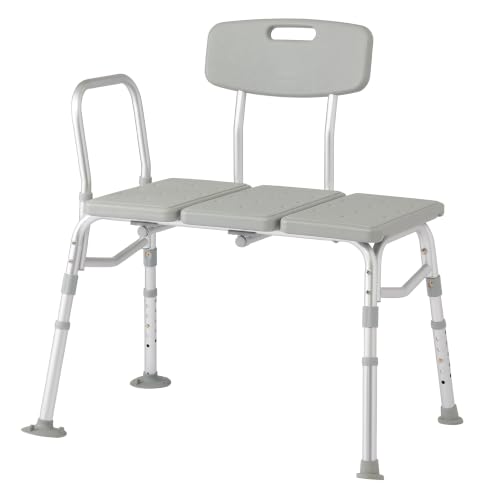 Medline Transfer Bench for Bathtubs and Showers, Adjustable Shower Bench and Bath Seat For Seniors and adults, Slip-resistant Feet, Heavy-Duty 400 lb. Weight Capacity, Tool-Free Assembly
