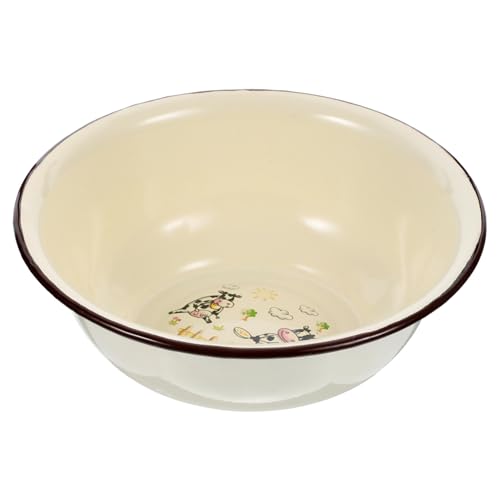 VICASKY Bacinella Smaltata Retrò Spessa Da Lavatoio Esterno Multiuso Per Cucina e Lavaggio Contenitore Antico in Smalto Resistente e Pratico Per Impastare e Conservare