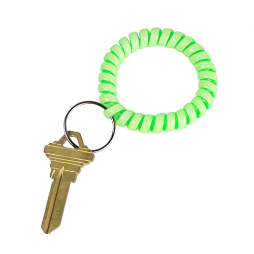 Image of Lucky Line 2 inch Diameter Spiral Wrist Coil with Steel Key Ring, Flexible Wrist Band Key Chain Bracelet, Stretches to 12 inch, Glow-in-the-Dark, 5 Pack (4101605)