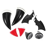 ABOOFAN 4 pares Decoración para Casco Motocicleta con Cuernos y Alas de Plástico Ventosa Accesorios Resistentes y Fáciles de Instalar para Moto Bicicleta y Snowboard