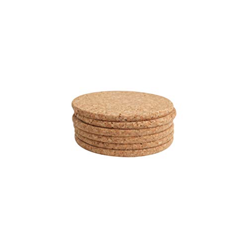 T&G Round Coasters in Cork, d10 x 0.6 cm, Set of 6 by T&G Woodware Ltd