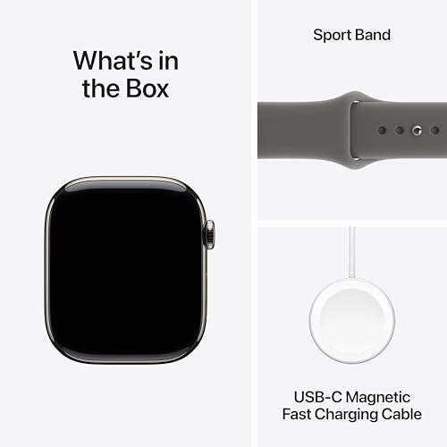 Image of Apple Watch Series 11 [GPS + Cellular 46mm] Smartwatch with Natural Titanium Case with Stone Gray Sport Band - M /L. Sleep Score, Fitness Tracker, Health Monitoring, Always-On Display, Water Resistant