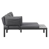 Gartenlounge Loungegruppe 3-teilig aus Aluminium mit Polstern in Grau Loungemöbel - 4