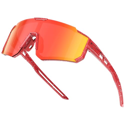 Laocalo Youth Sports Baseball Sunglasses Lightweight Kids Polarized Sunglasses Softball Cycling for Boys Girls Age 3-12 Red