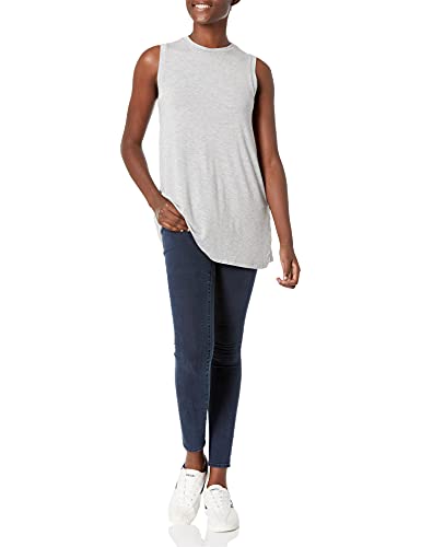 Amazon Essentials Women's Jersey Relaxed-Fit Muscle-Sleeve Swing Tunic (Previously Daily Ritual), Light Grey Heather, Medium #TOP3