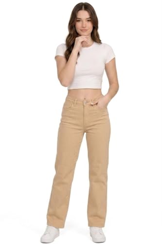 Image of Women Jeans Wide Leg High Waist Straight Fit Casual Pants - Everyday Comfort & Trend Style