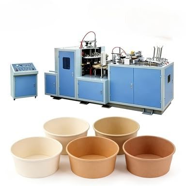 Paper Bowl Making Machine, Modular Die System for Quick Size Changeover, PLC-Controlled Automatic Equipment with Touch Screen Interface for Custom Orders